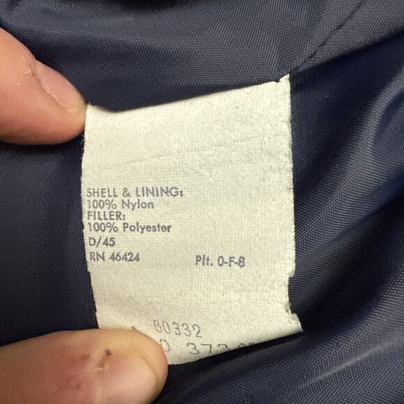 Outerwear From Sears Blue Puffer Jacket Size Tall Large Vintage Warm Red Striped - Picture 6 of 11